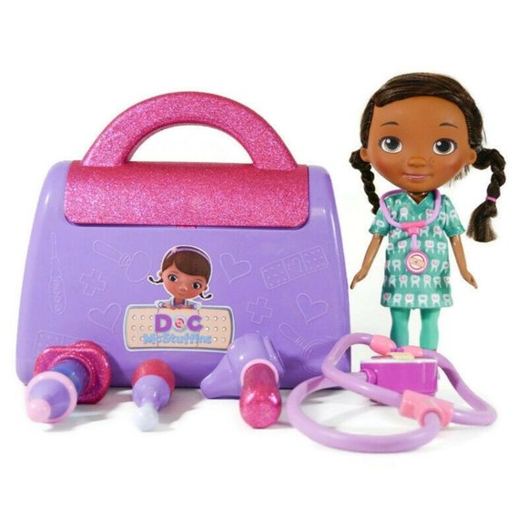 Disney Doc McStuffins Doctors Medical Kit Bag w/ 4 Medical Tools & 9" Doll Toy - Picture 1 of 8